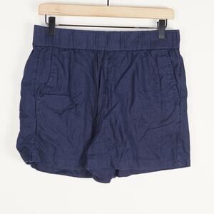 J Crew Tropez 100% Linen Navy Blue Linen Shorts Womens Sz S